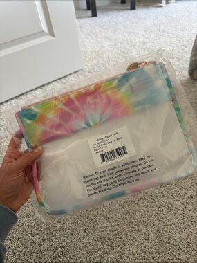 Stoney Clover Lane Rainbow Tie-Dye Clear Flat Pouch